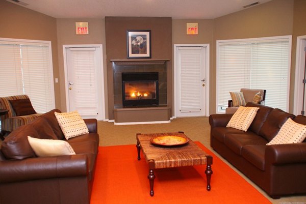 Clubhouse with modern seating and decor at Jackson School Village Apartments, a luxurious living option in a serene environment