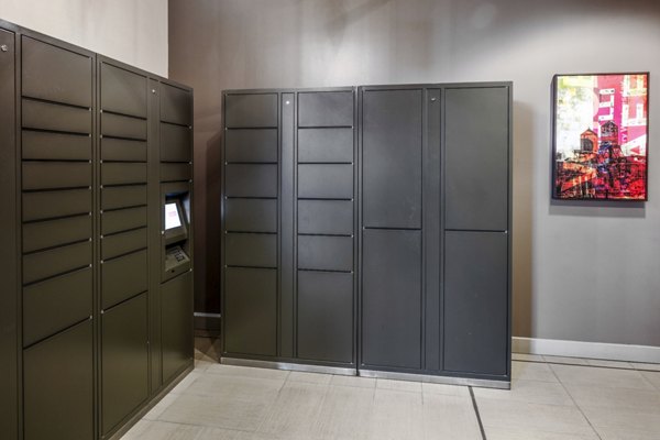 Convenient parcel package pickup lockers at Enso Apartments in Los Angeles