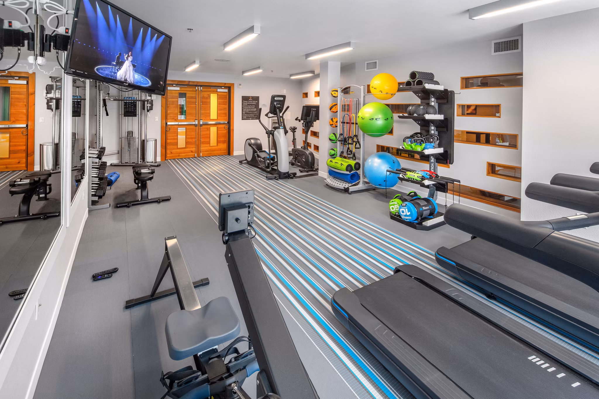 fitness center at Enso Apartments