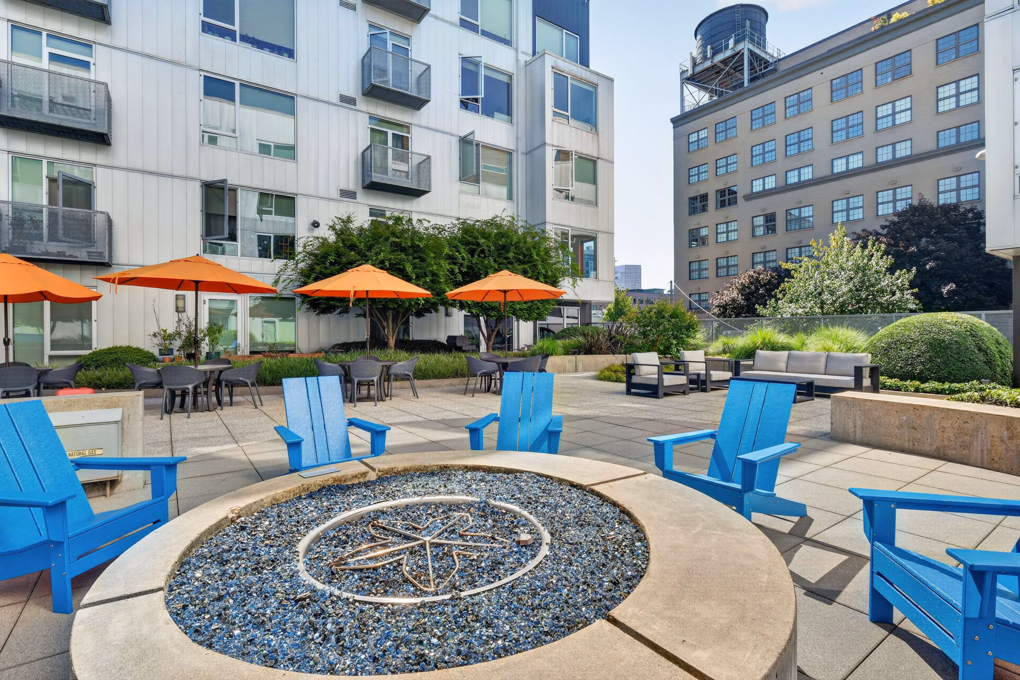 fire pit at Enso Apartments