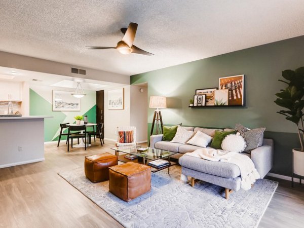 Modern living room with elegant decor at Rockledge Fairways Apartments