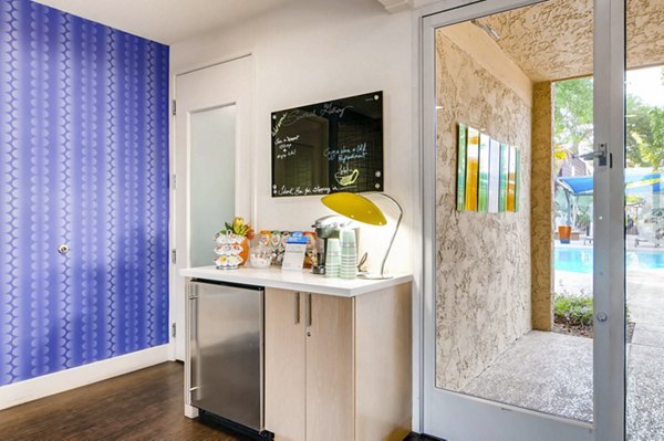 Clubhouse with modern decor and seating at Scottsdale Gateway Apartments, a Greystar luxury apartment community in Scottsdale, Arizona