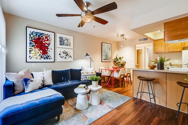 Spacious living room with modern decor and natural light at Scottsdale Gateway Apartments