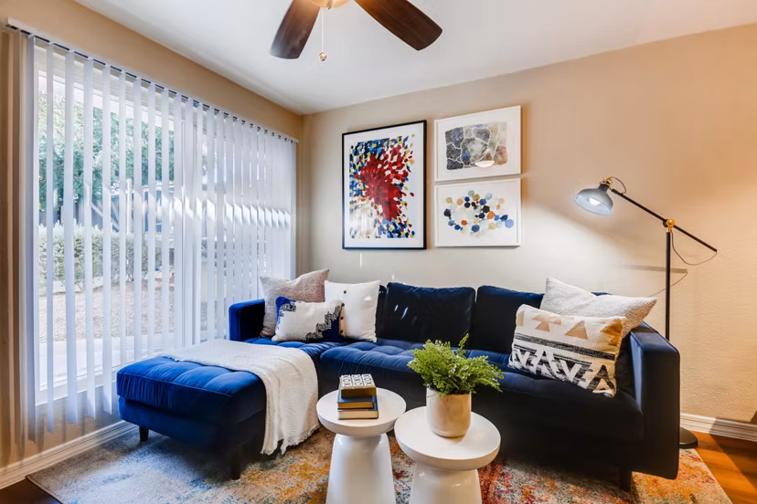 Living room with cozy seating and modern decor at Scottsdale Gateway Apartments