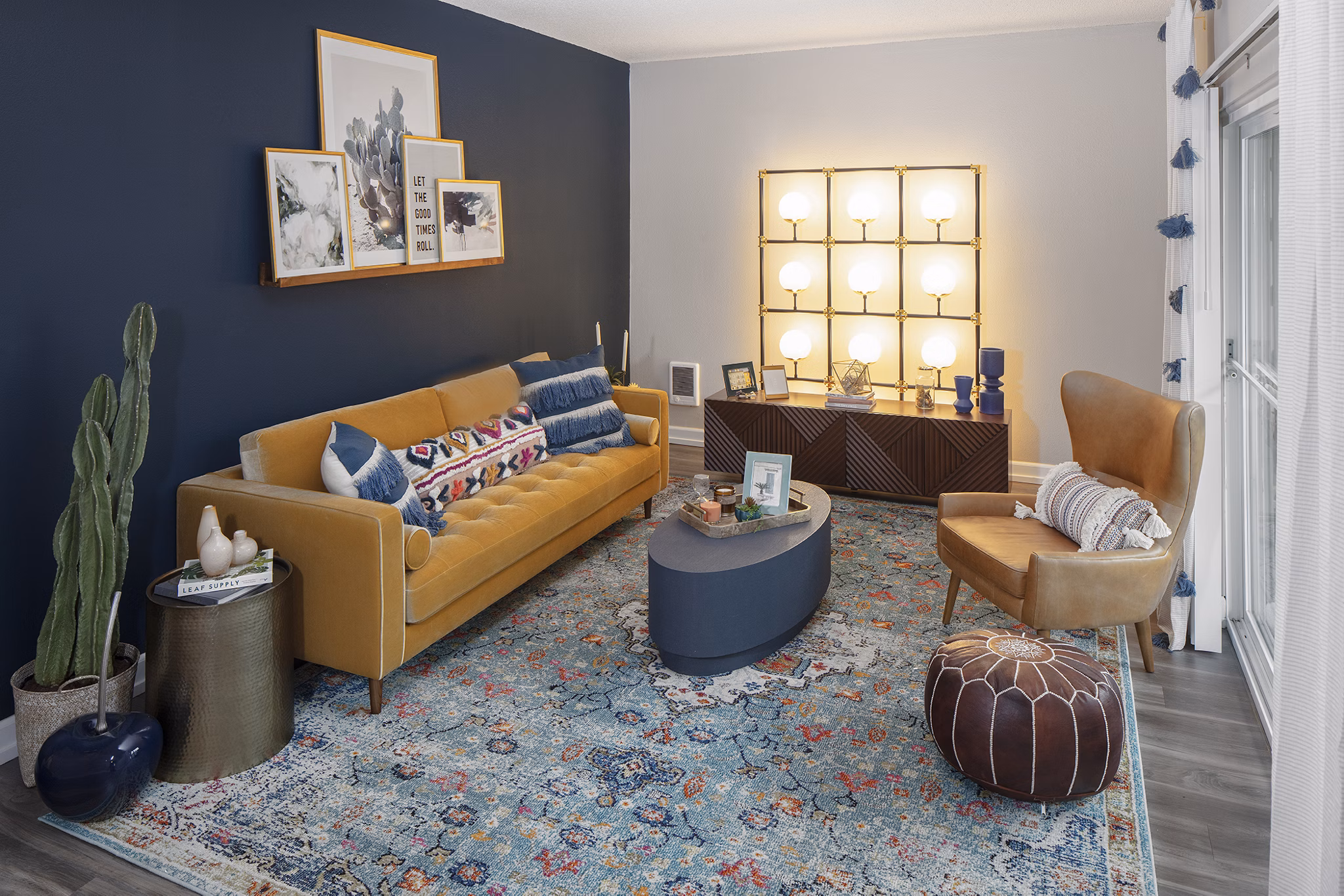Modern living room with contemporary furnishings at Canyon Park Apartments, a luxurious residential community