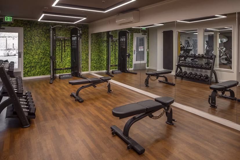 fitness center at Garden Park Apartments