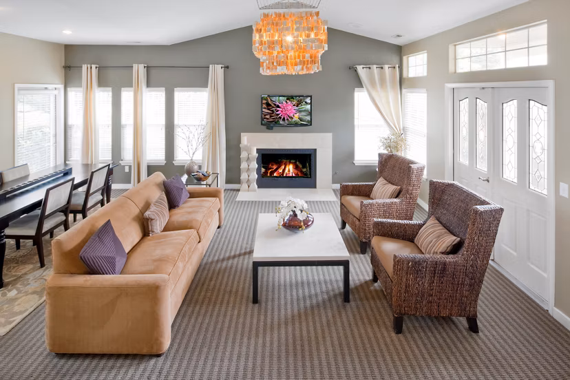 Clubhouse featuring luxurious interiors and modern design at Landmark at Tanasbourne Apartments in Portland