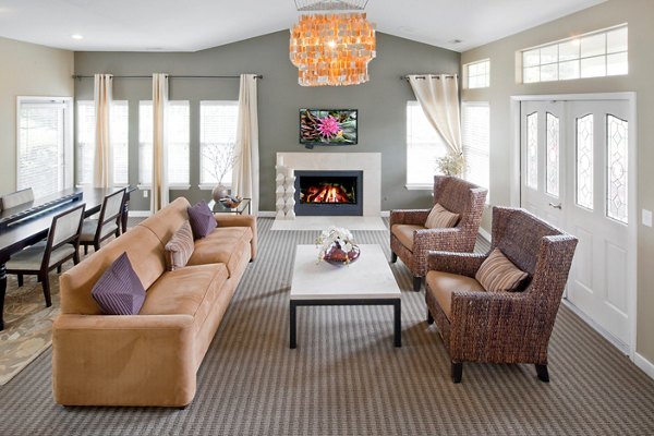Clubhouse featuring luxurious interiors and modern design at Landmark at Tanasbourne Apartments in Portland