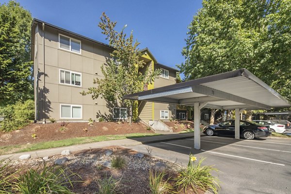 Crescent Park Apartments: Secure covered parking facility for residents in a modern setting
