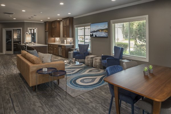 Modern clubhouse featuring cozy seating and entertainment areas at Parkside Apartments