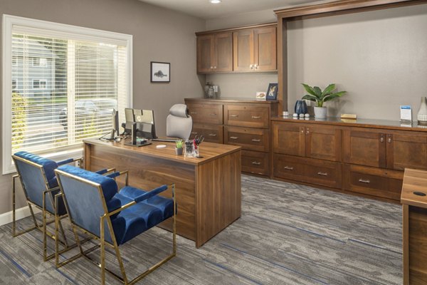 Modern clubhouse featuring stylish decor and comfortable seating at Parkside Apartments, offering luxury living spaces for residents
