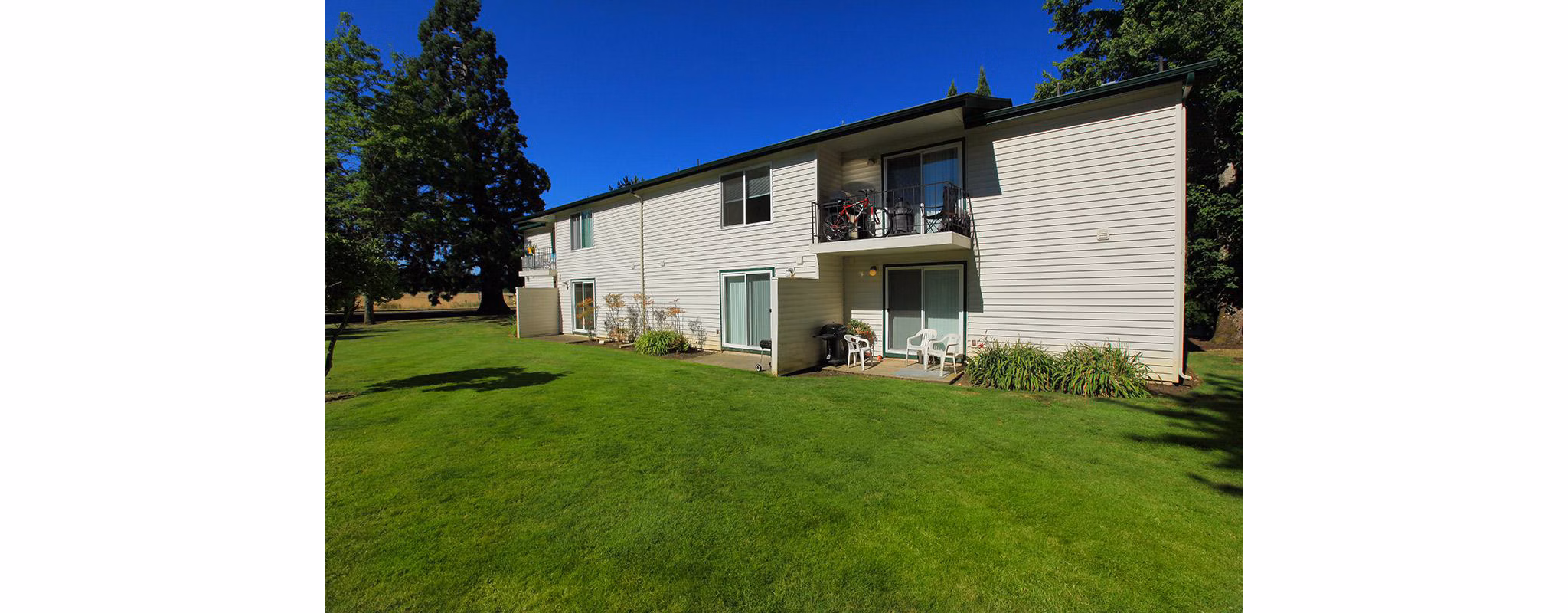 Redwood Park Apartments: Scenic of luxury apartments in a lush, green setting