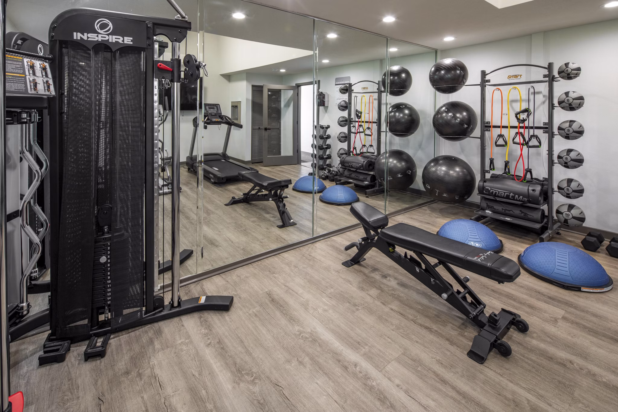 fitness center at Sorrento Bluff Apartments
