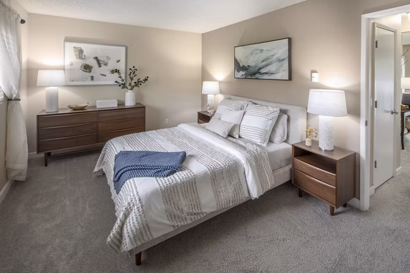 Inviting bedroom with modern decor at Summerfield Apartments