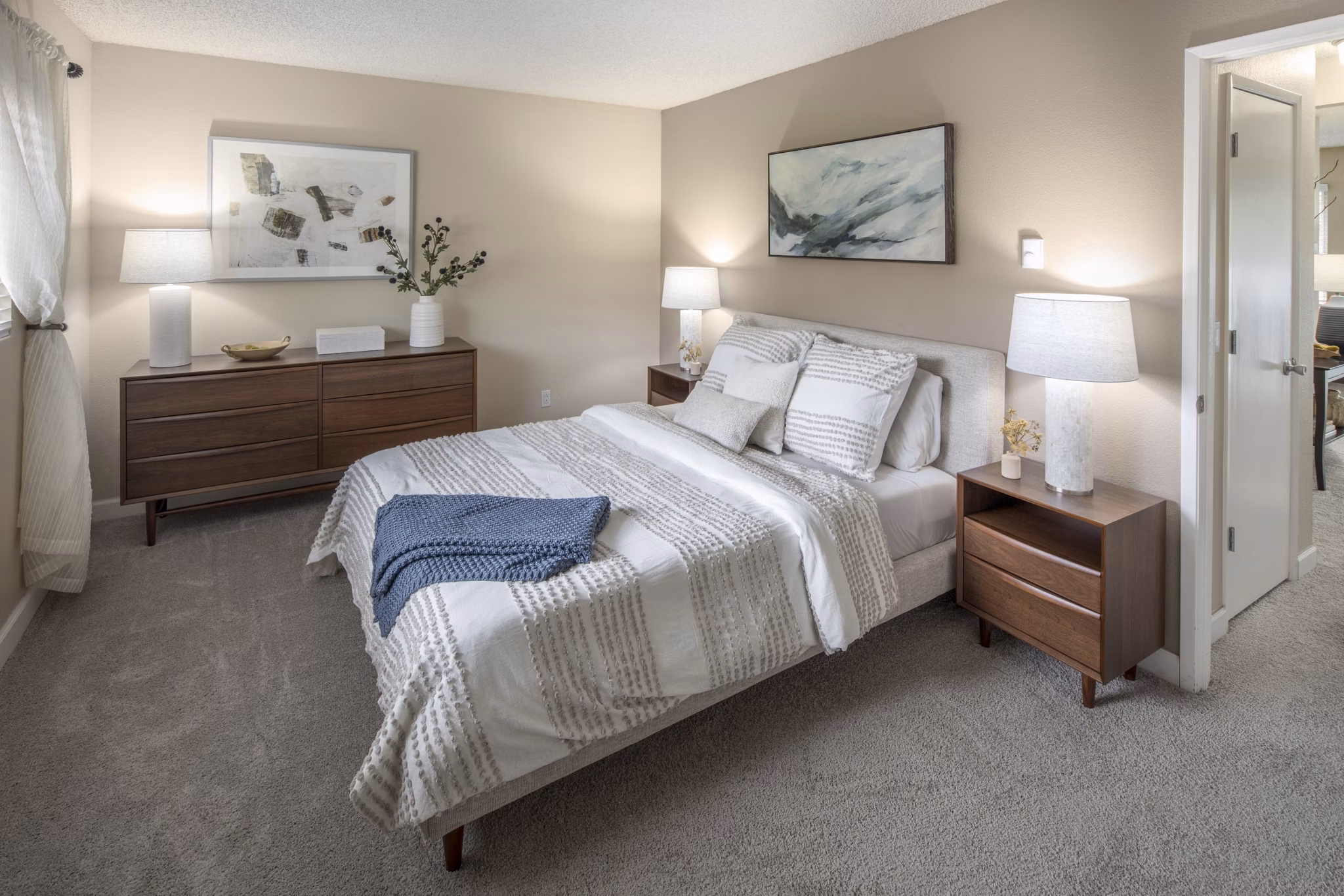Inviting bedroom with modern decor at Summerfield Apartments