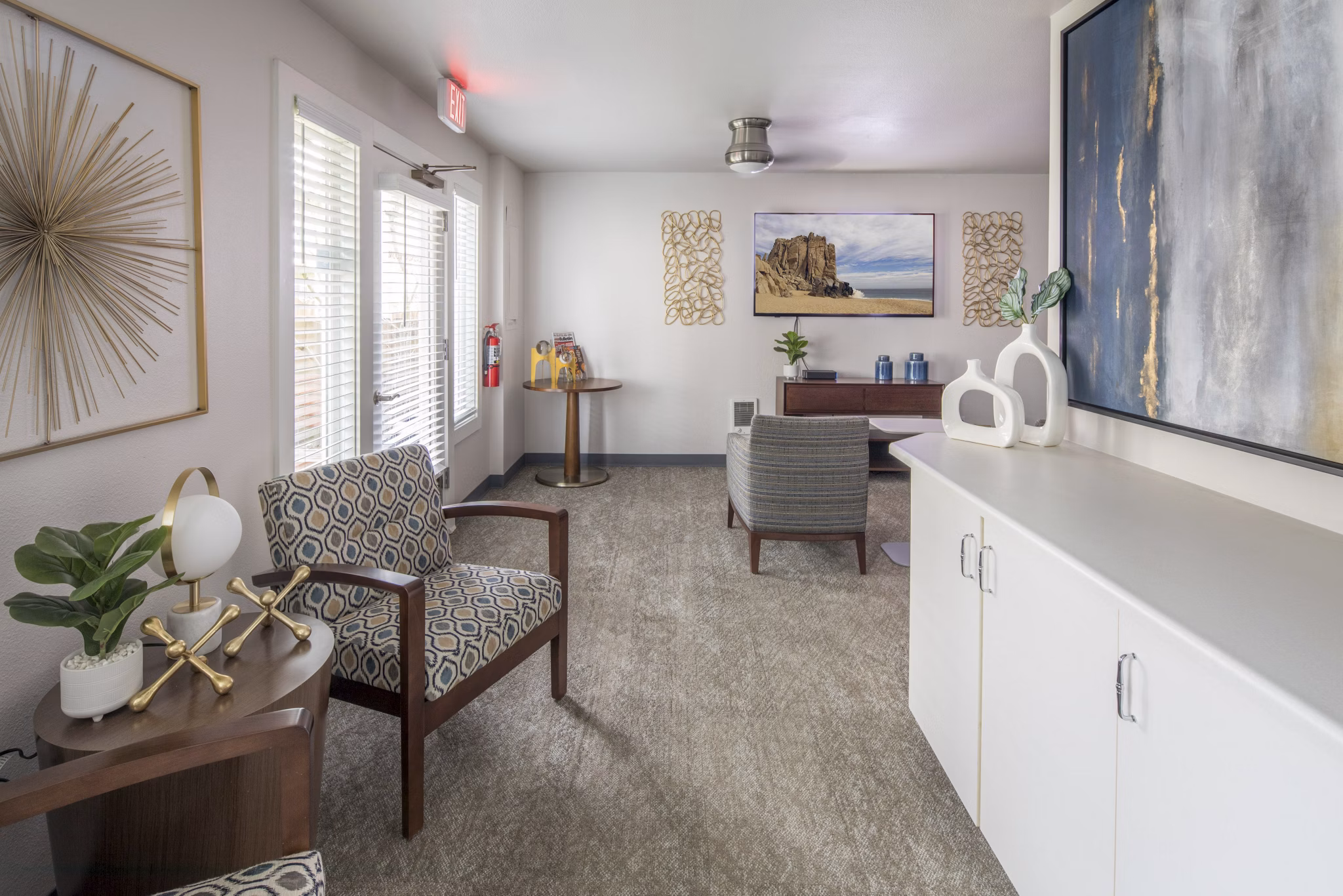 Elegant clubhouse with modern design at Summerfield Apartments, perfect for social gatherings and community events