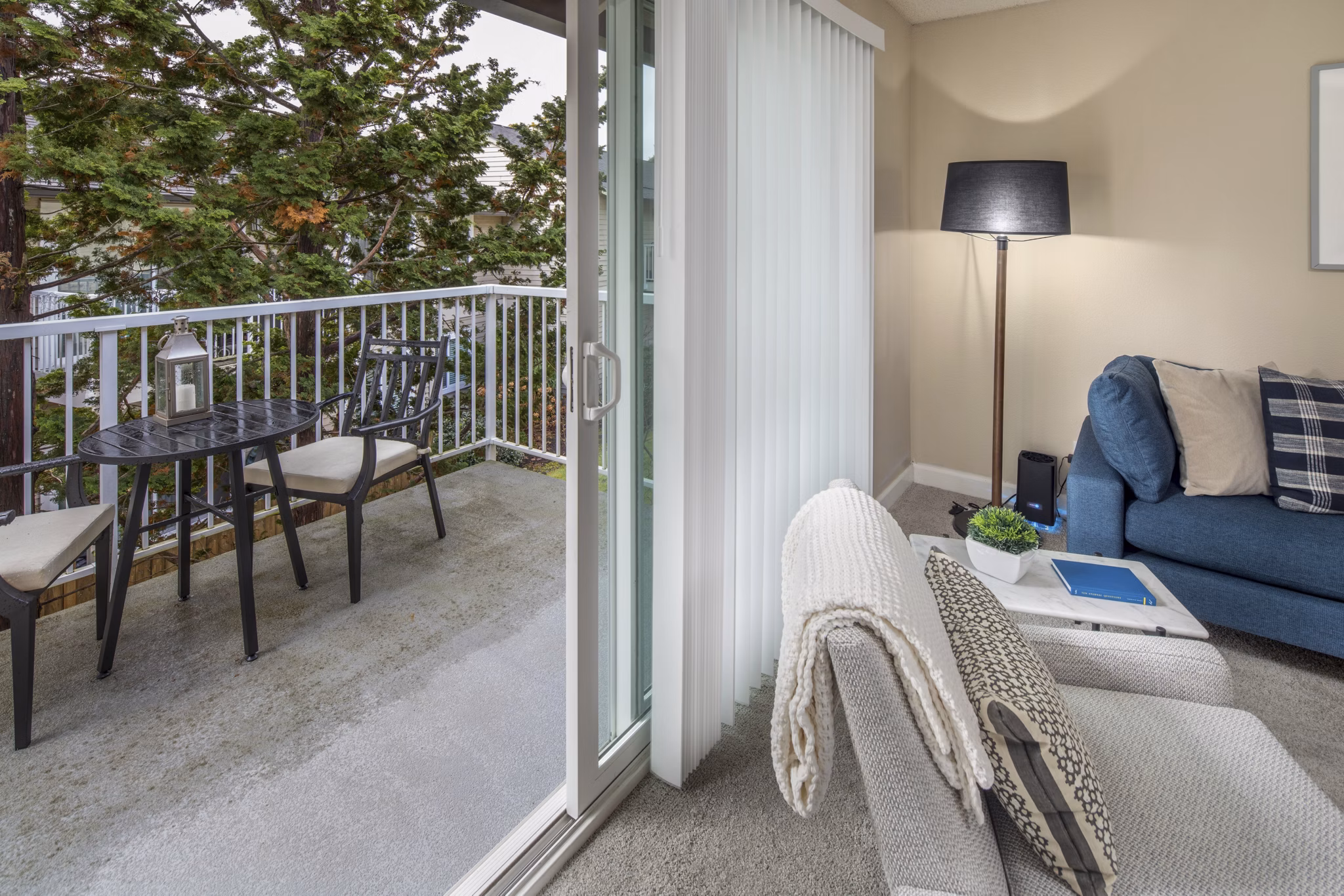 Spacious living room with modern decor and natural light at Summerfield Apartments