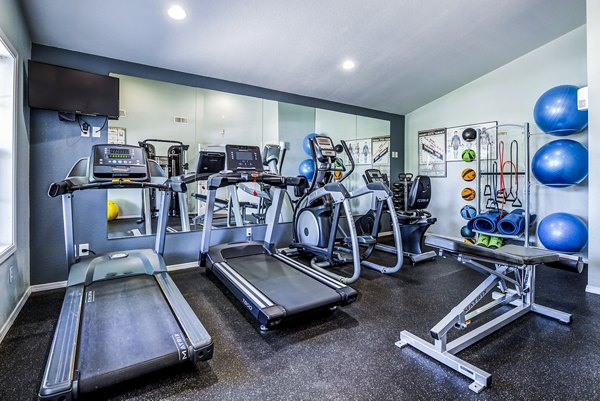 Modern fitness center with state-of-the-art equipment at Village at Cascade Park Apartments