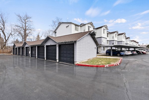 building/exterior/garage/covered parking at Logger Creek at Parkcenter Apartments