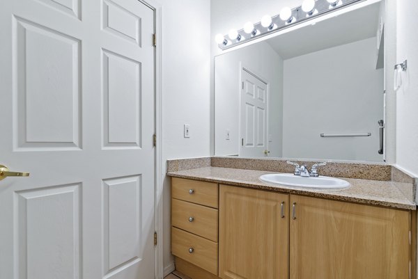 Luxurious bathroom featuring modern fixtures at Logger Creek at Parkcenter Apartments