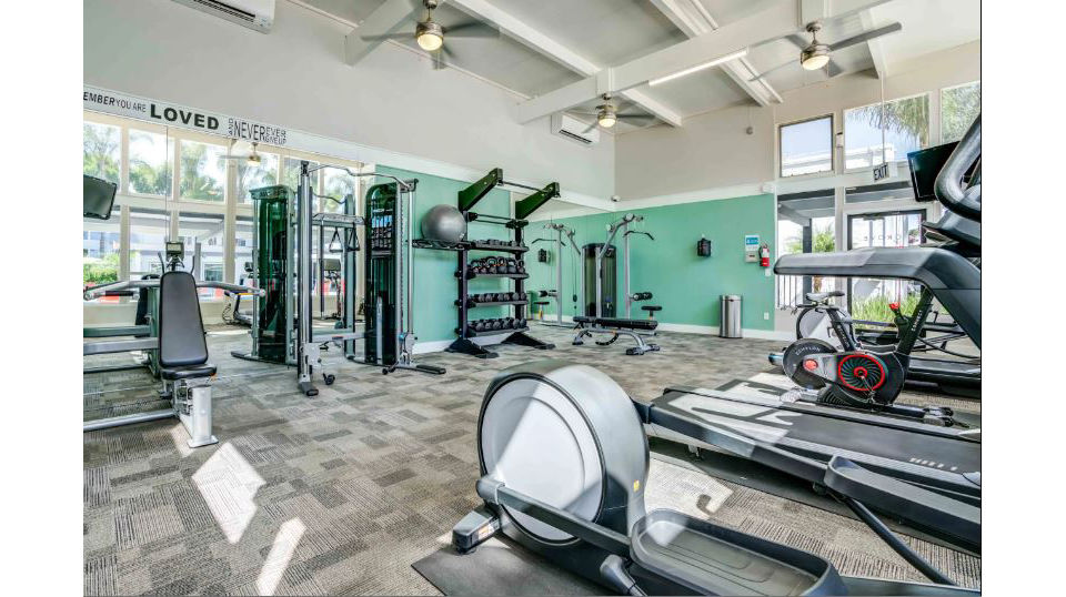 fitness center at The Grove Apartments 