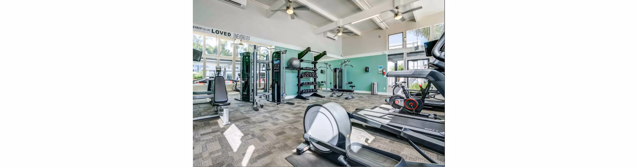 fitness center at The Grove Apartments