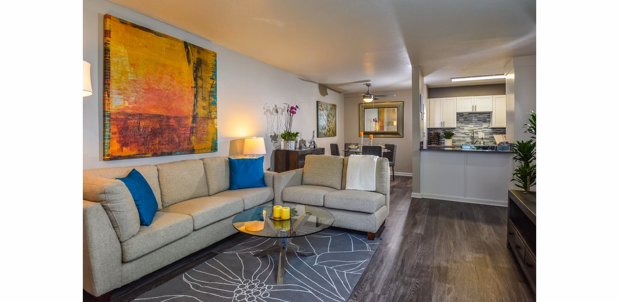 living room at The Grove Apartments