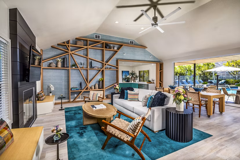 Channel Point Apartments: Modern clubhouse featuring luxury design and cozy seating areas