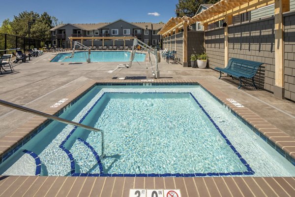 Rooftop pool with scenic views at Creekside Apartments, luxury living