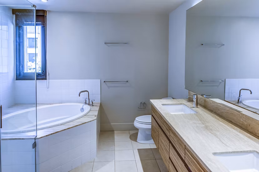 Modern bathroom with sleek fixtures at Levare Apartments
