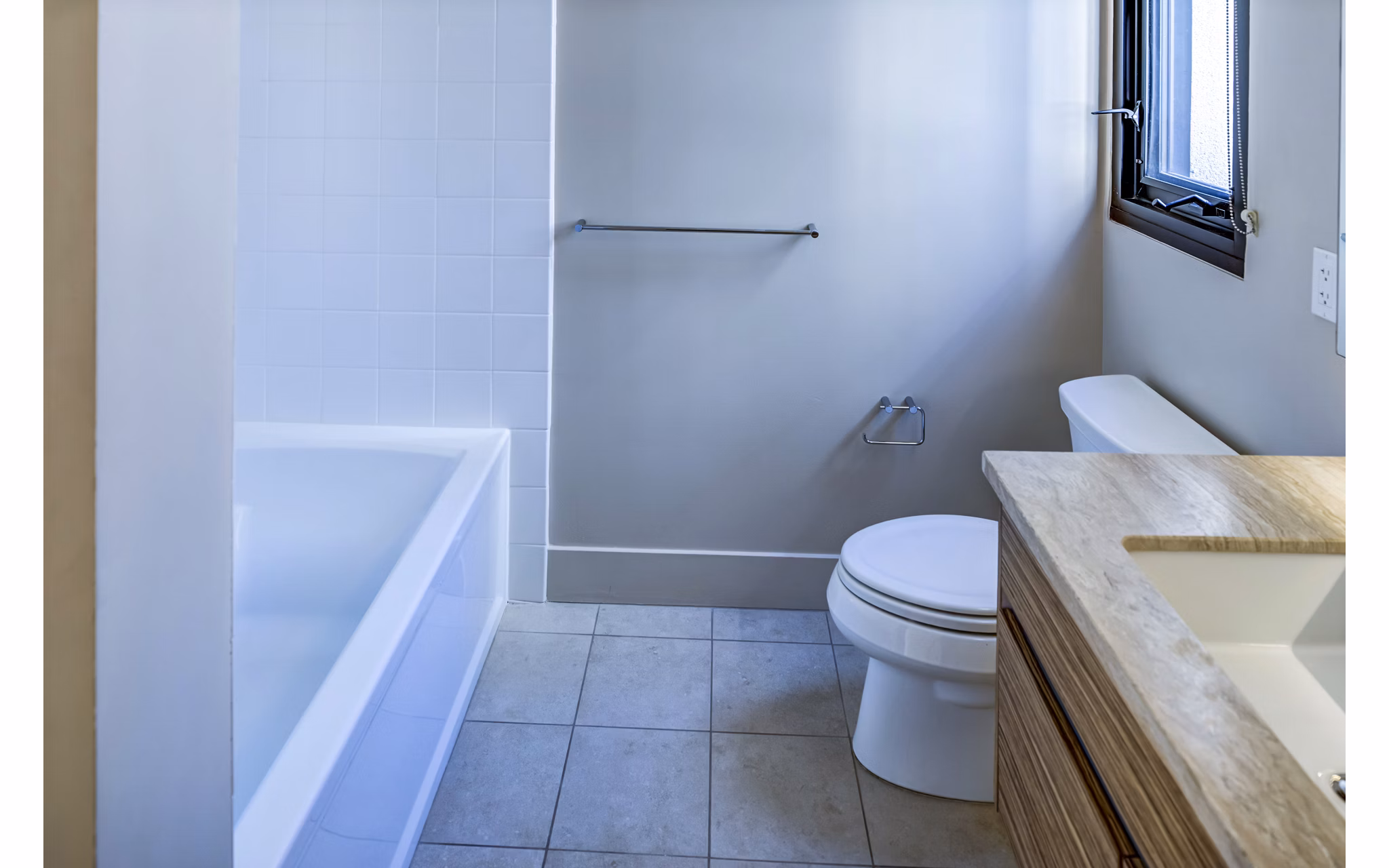 Modern bathroom with sleek fixtures at Levare Apartments, enhancing luxury living experience in vibrant community