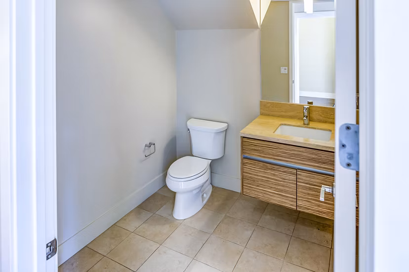 Modern bathroom featuring sleek fixtures at Levare Apartments