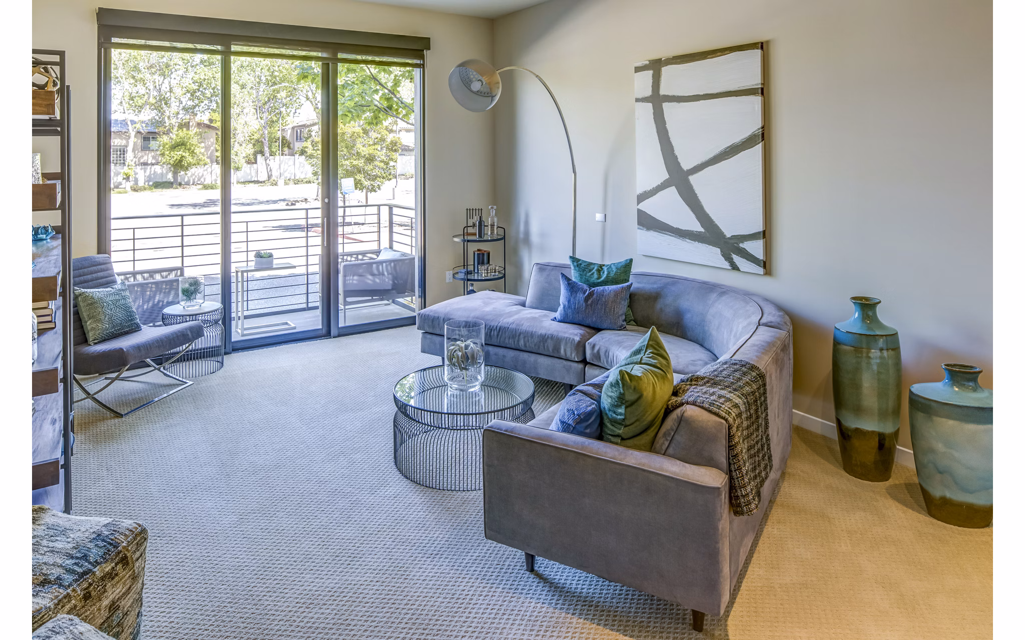 Spacious living room with modern decor in Levare Apartments