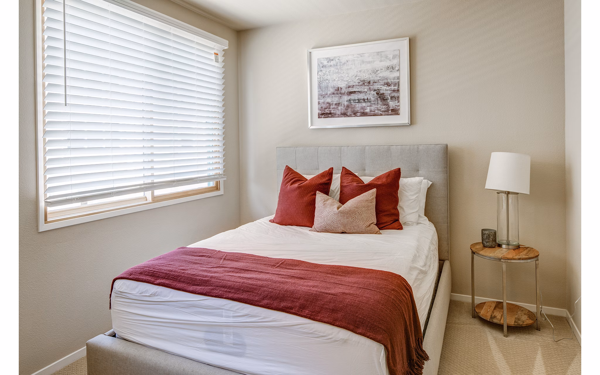 Bedroom featuring luxurious decor and modern furnishings at Santana Row Apartments