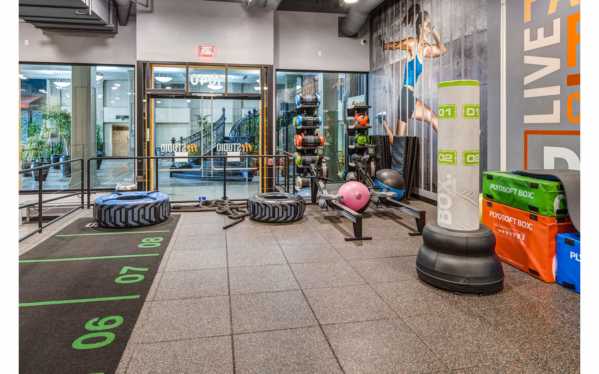 Fitness center with modern equipment in Santana Row Apartments, offering residents a state-of-the-art workout space