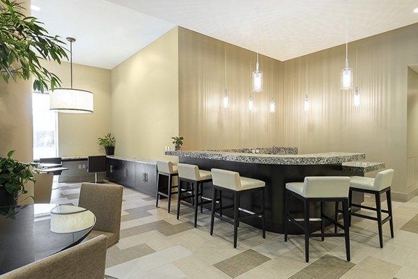 Clubhouse with contemporary design and spacious seating at Wilshire Vermont Station Apartments