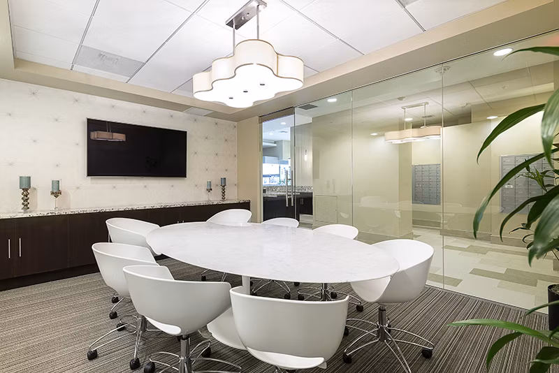 Modern clubhouse with contemporary seating at Wilshire Vermont Station Apartments