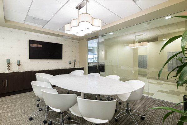 Modern clubhouse with contemporary seating at Wilshire Vermont Station Apartments