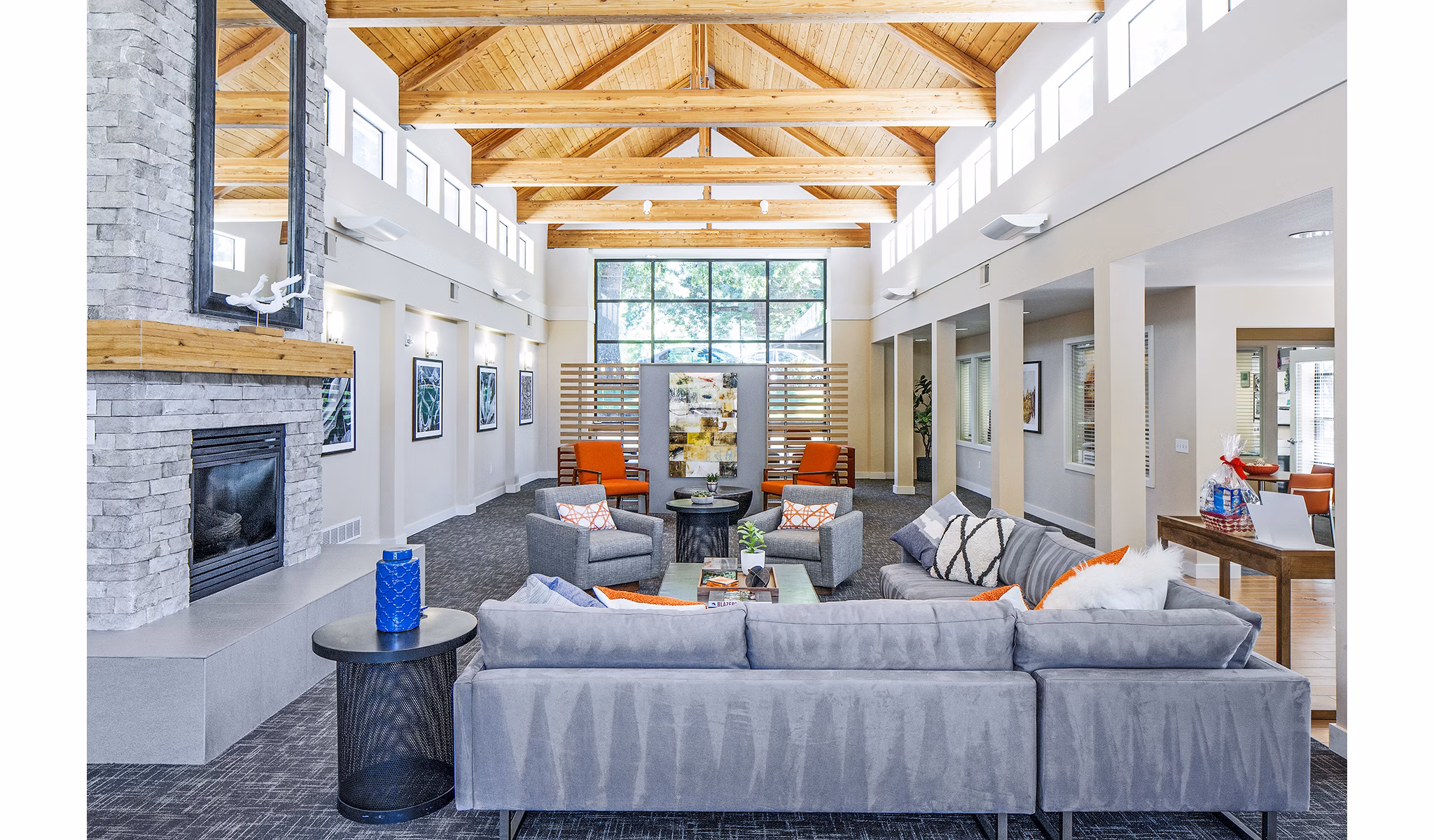 Clubhouse with modern amenities at Greystar's Parkridge Apartments