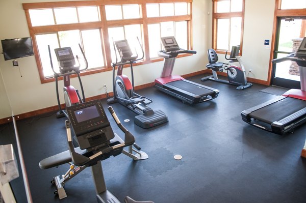 Modern fitness center with state-of-the-art equipment at The Homestead Apartments