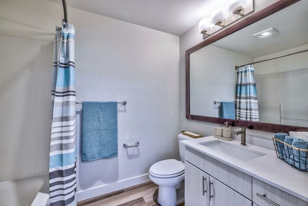 Modern bathroom with sleek fixtures at The Bristol at Southport Apartments