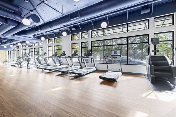 State-of-the-art fitness center with modern equipment at The Bristol at Southport Apartments Perfect for residents seeking an active lifestyle
