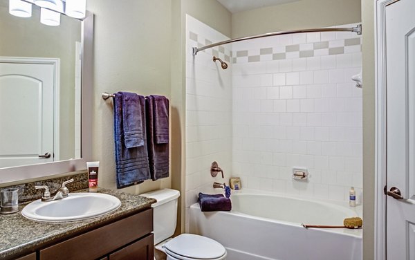 Modern bathroom with sleek fixtures at Retreat at the Woodlands Apartments