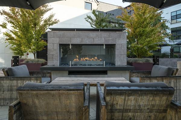 fire pit at Field House at Bay Meadows Apartments