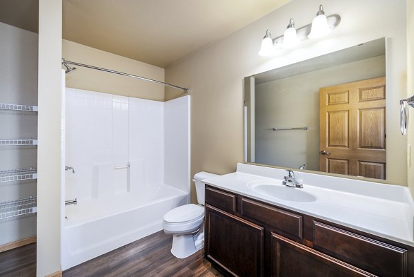 bathroom at Plantation at Hunters Run Apartments