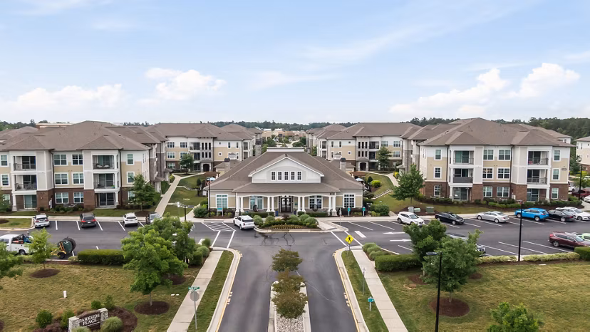 Parkside Place Apartments: Scenic of luxury high-rise apartments in prime urban location