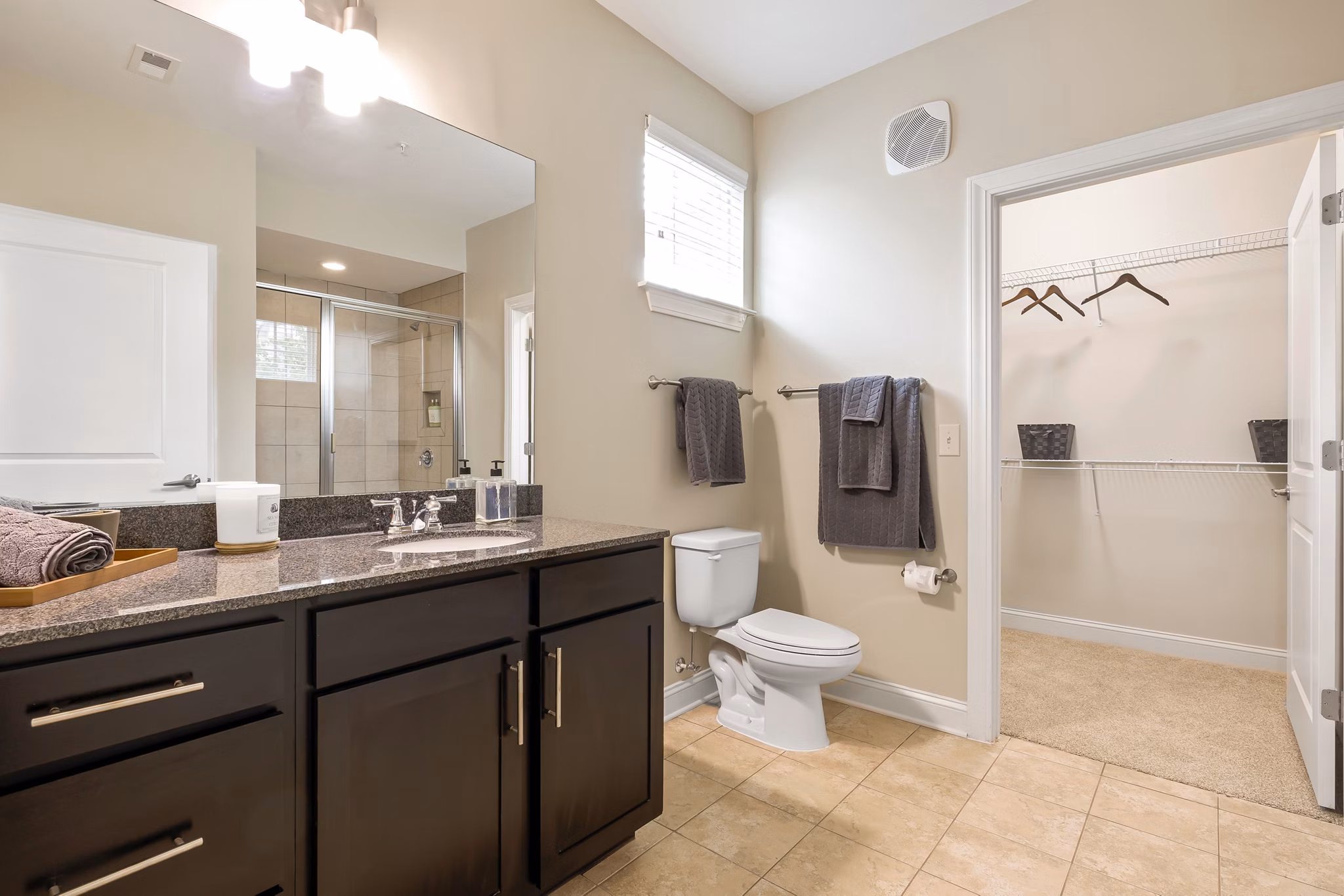 Spacious bathroom with modern fixtures at Parkside Place Apartments