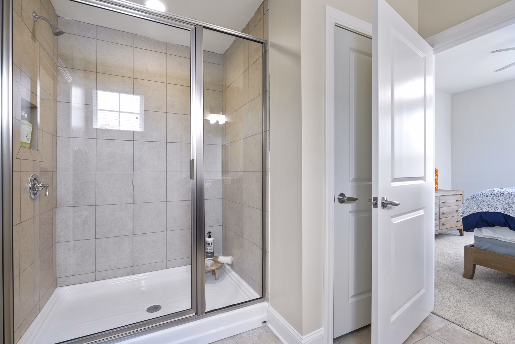 Luxurious bathroom with marble accents at Parkside Place Apartments