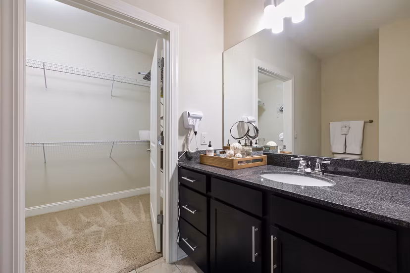Luxurious bathroom with modern fixtures at Parkside Place Apartments