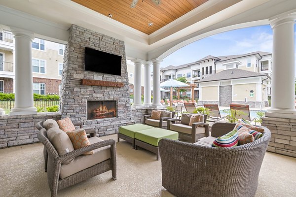 Cozy outdoor fire pit at Parkside Place Apartments, perfect for luxury living with friends and family under the stars